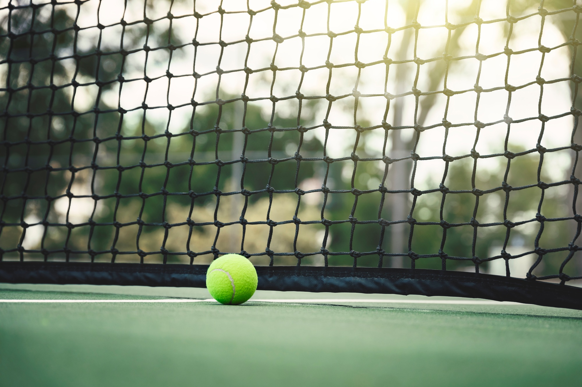 Tennis ball on tennis court
